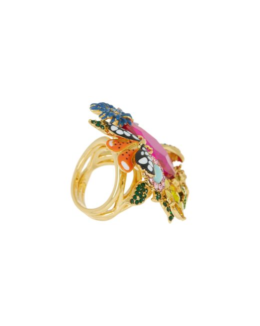 Kurt Geiger Pink Floral Couture Ring