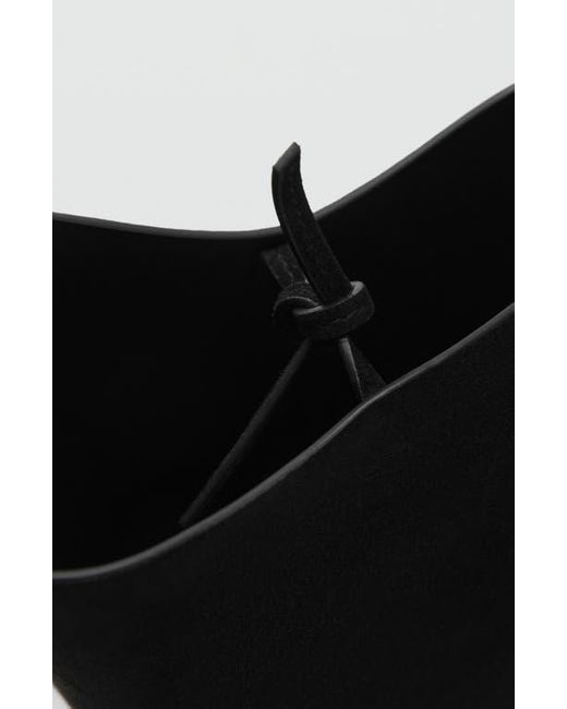 Mango Black Leather Bucket Bag
