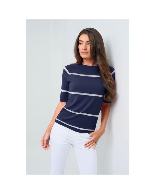 Anatomie Blue Campbell Sheer Stripe Pullover Top