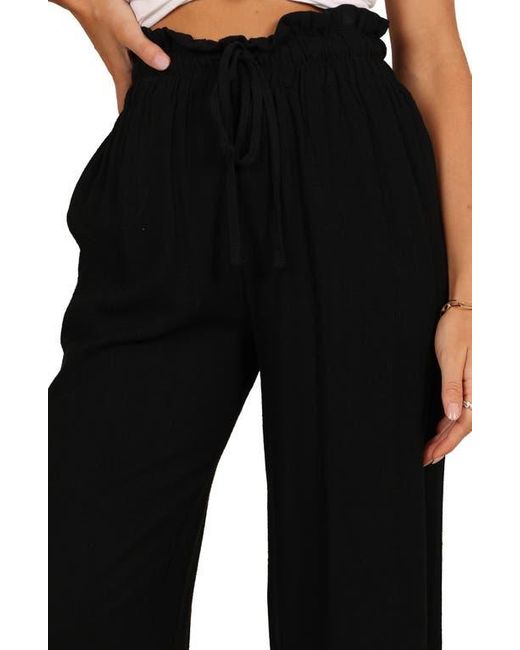 Petal & Pup Black Hawthorne Linen Blend Wide Leg Crop Pants