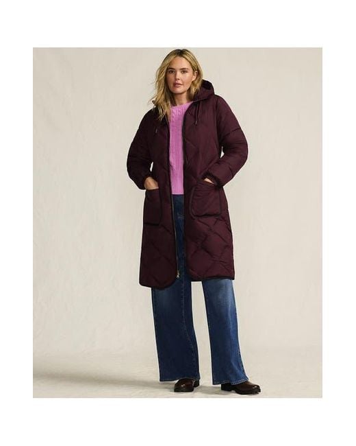 Lands' End Red Plus Size Featherfree Insulated Diamond Quilted Maxi Coat