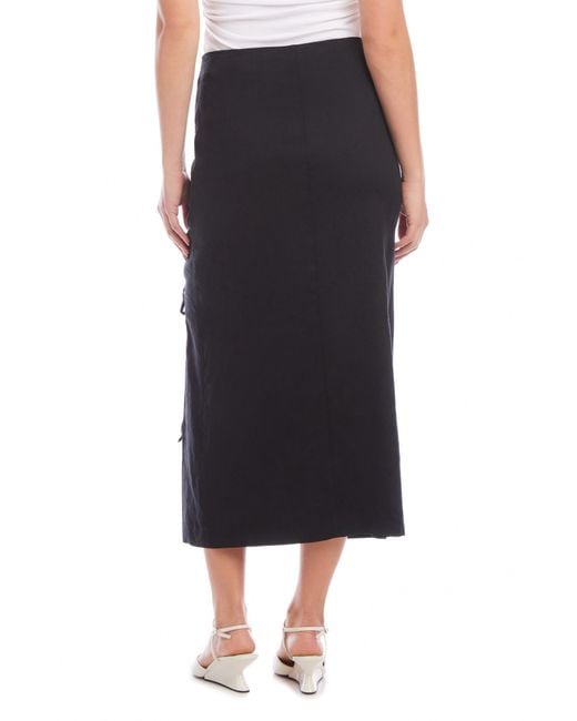 Fifteen Twenty Black Florence Linen Blend Midi Skirt