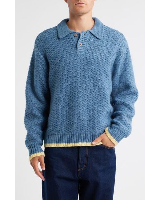 Obey Blue Loreto Textured Polo Sweater for men