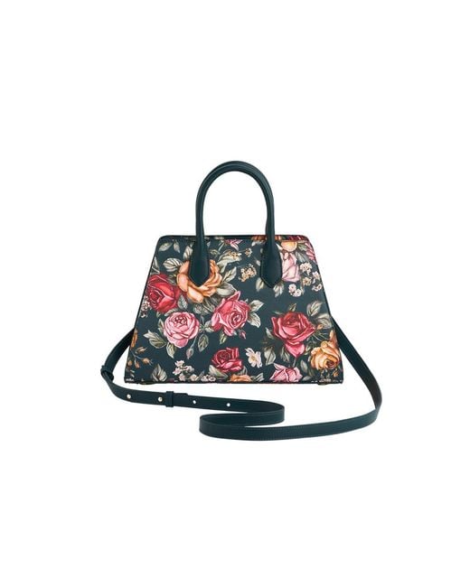 Fable England Blue Roses Structured Medium Tote