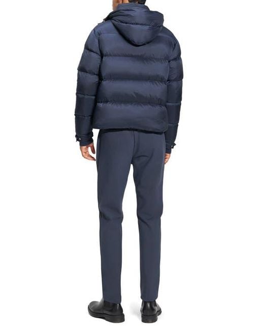 Theory Blue Marquez Puffer Jacket With Removable Hood for men