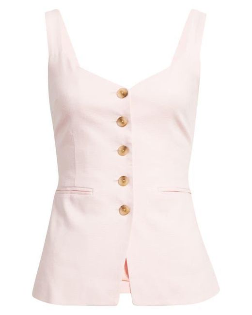 Open Edit Pink Button Front Linen Blend Tank