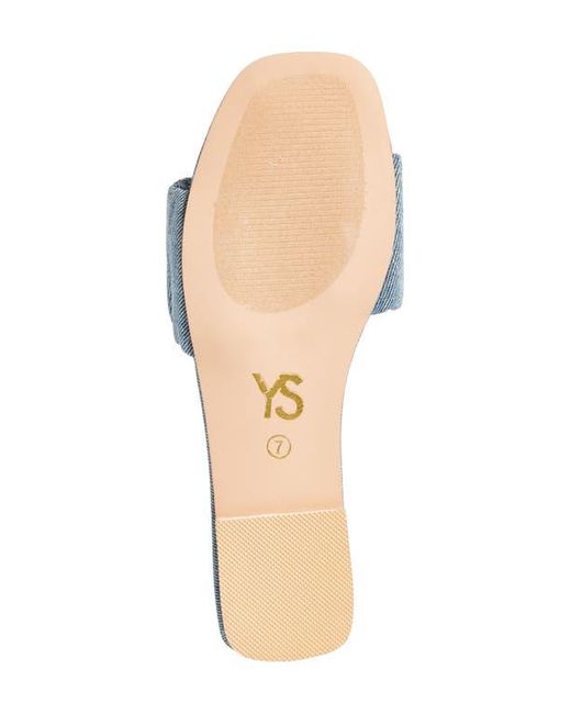 Yosi Samra Blue Naomi Ruched Slide Sandal