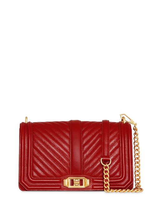 Rebecca Minkoff Red Chevron Quilted Love Leather Crossbody Bag