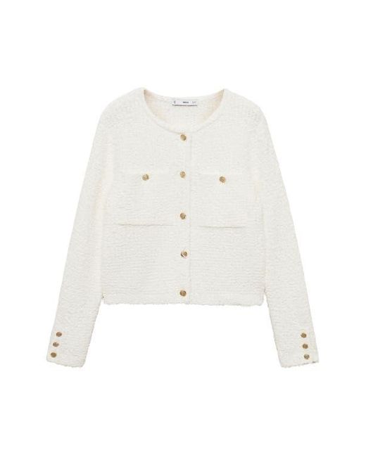 Mango Gray Jewel Button Tweed Jacket
