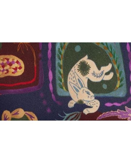 Farm Rio Red Artsy Surreal Long Sleeve Floral Jersey Dress