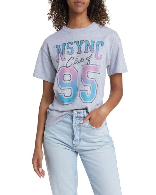THE VINYL ICONS Blue Nsync Varsity Cotton Graphic T-shirt for men