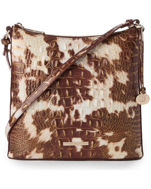 Brahmin Brown Katie Croc Embossed Leather Crossbody Bag
