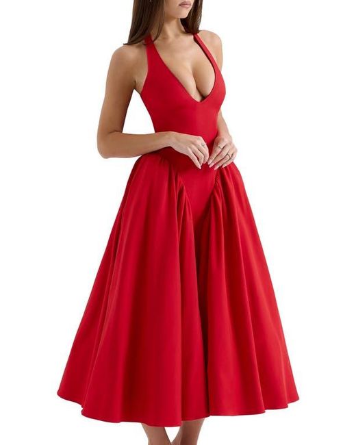 House Of Cb Marilyn Halter Midi Dress in Red | Lyst