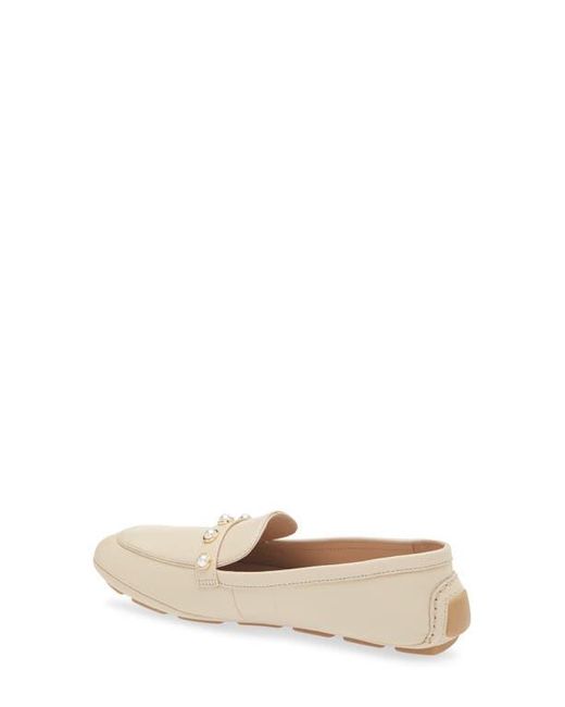 Stuart Weitzman White Imitation Pearl Driving Loafer
