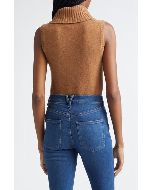 Veronica Beard Brown Mazzy Sleeveless Cashmere Turtleneck Sweater