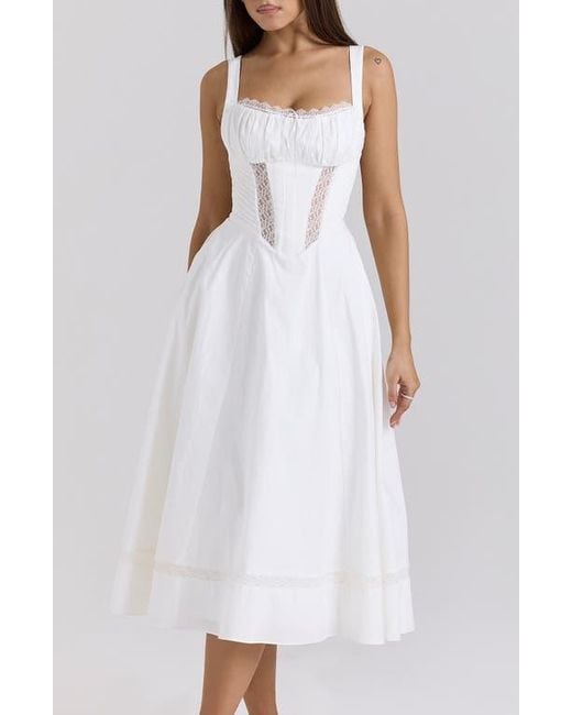 House Of Cb White Kim Midi Sundress