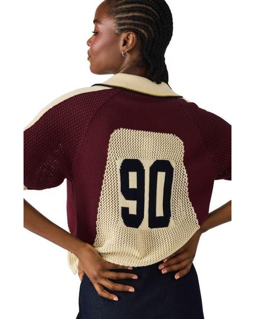 Steve Madden Blue Axon Open Stitch Polo Sweater