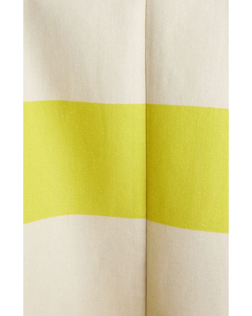 Dries Van Noten Yellow Block Stripe Oversize Cotton & Linen Blend Rugby Shirt