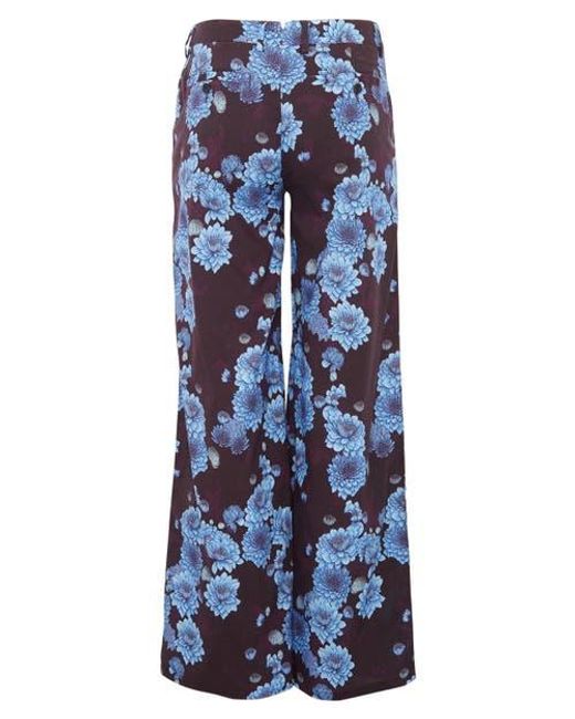 Lords of Harlech Blue Phillis Wide Leg Tailored Pant Montgat Paisley