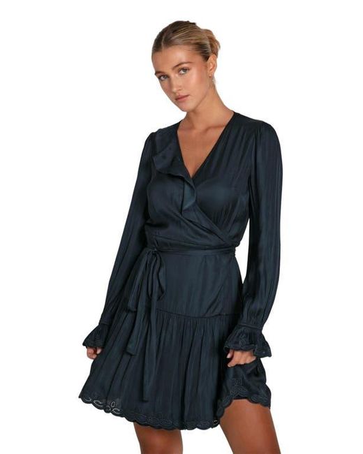 Belle & Bloom Women's Blue Wild Flower Embroidered Wrap Dress Belle & Bloom Women's Blue Wild Flower Embroidered Wrap Dress