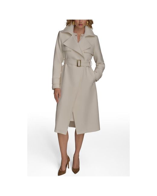 Donna Karan Natural Belted Long Raincoat