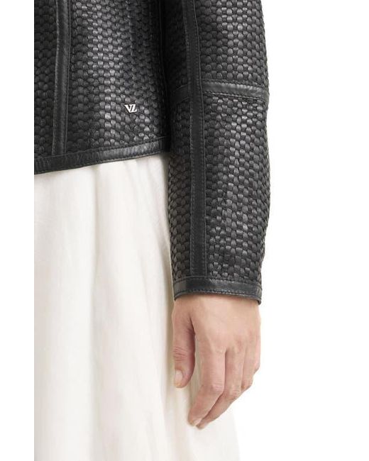 Velez Black Woven Leather Jacket