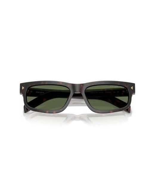 Prada Green 57Mm Polarized Rectangular Sunglasses for men