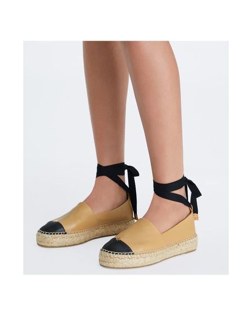 Tory Burch Multicolor Ankle Wrap Cap Toe Platform Espadrille