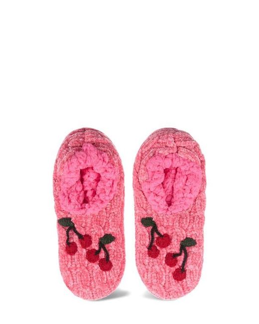 Memoi Pink Cherries Chenille Slipper Socks