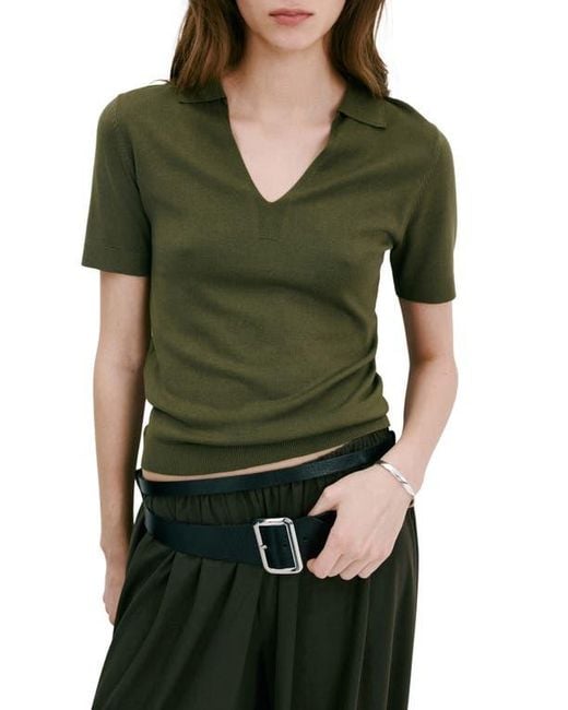 Mango Green Johnny Collar Polo