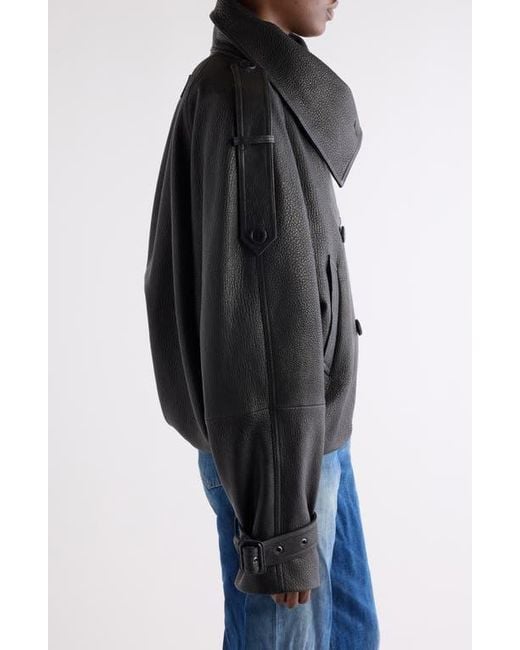 Acne Black Laris Leather Crop Trench Coat