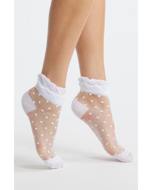 Stems White Pippa Ruffle Dot Quarter Socks