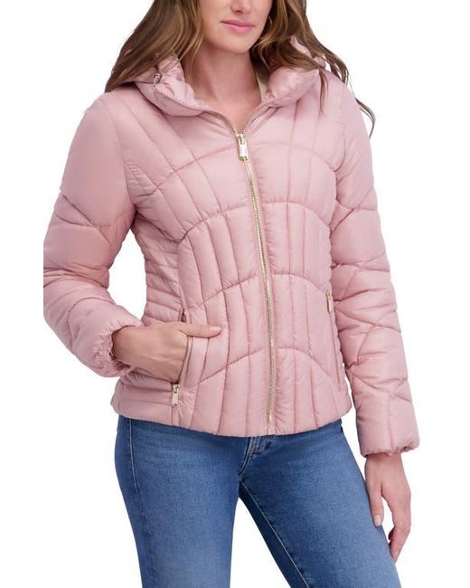Kensie Red Hooded Puffer Jacket