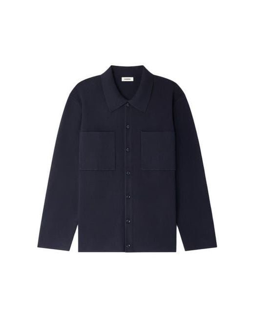 Sandro Blue Knitted Shirt Jacket for men
