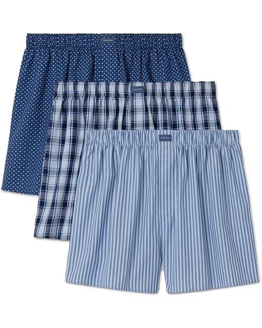 Tommy John Blue Assorted 3-Pack Woven Cotton Boxers for men