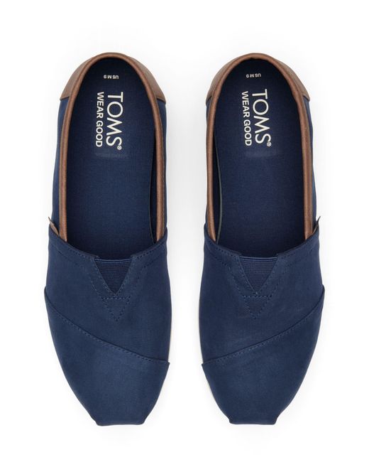 TOMS Blue Alpargata Faux Leather Trim Slip-on Sneaker for men