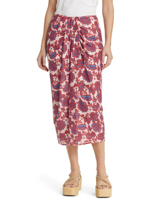 Xirena Red Xírena Celia Floral Cotton & Silk Skirt