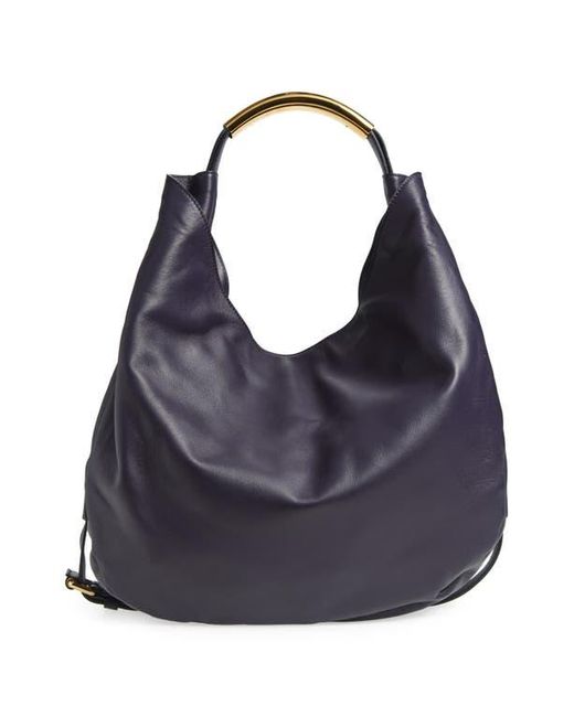 Moschino Blue Handle Me Leather Hobo Bag
