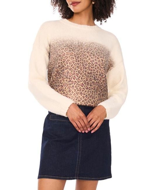 Vince Camuto Blue Leopard Print Sweater
