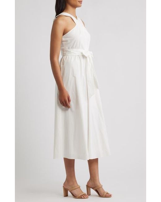Anne Klein Crisscross Halter Midi Dress in White | Lyst