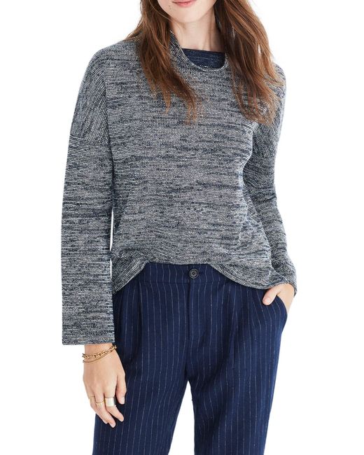 Madewell Blue Marled Mock Neck Pullover