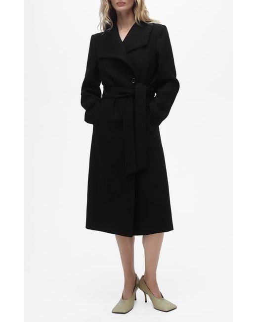 Mango Black Wool Blend Coat
