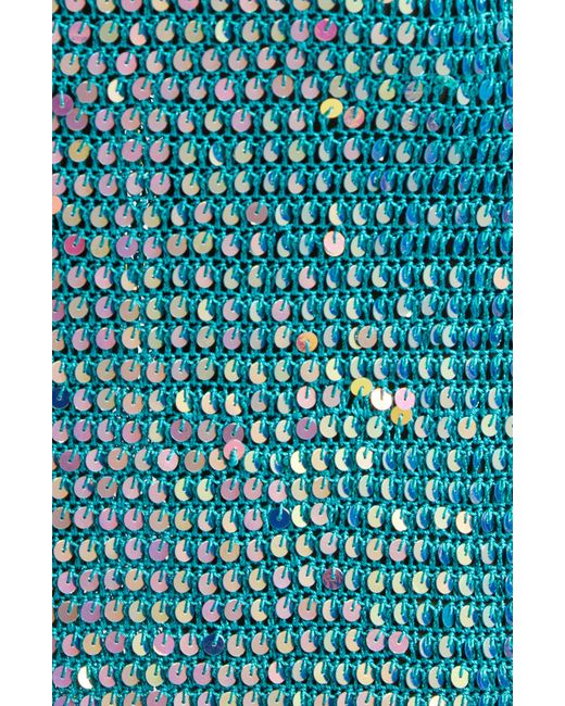 retroféte Blue Tara Sequin Long Sleeve Crochet Minidress