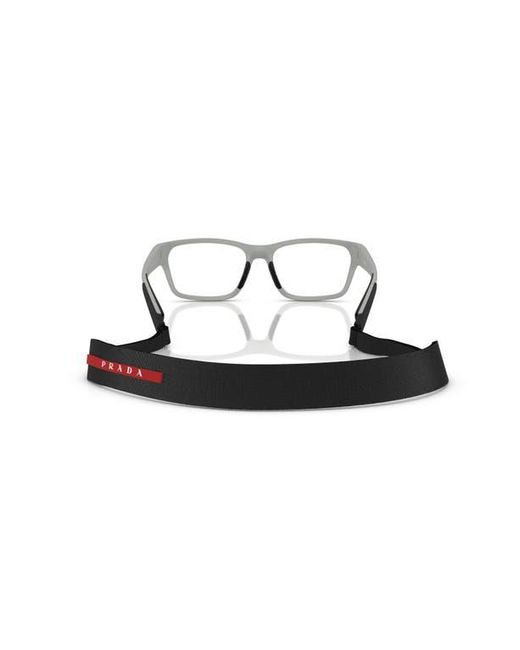 Prada Linea Rossa Black 56Mm Rectangle Optical Glasses for men