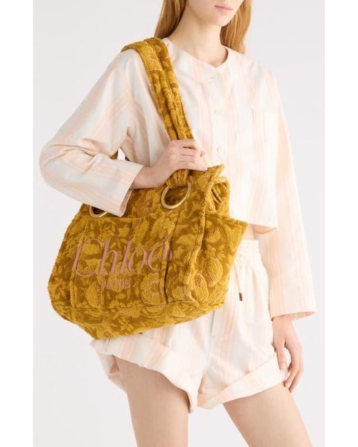 Chloé Yellow Large Plage Terry Cloth Tote