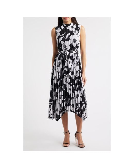 open lace back dress Joseph Ribkoff Black/Multi Floral Print Chiffon Pleated Midi Dress Sty –  DECABANA