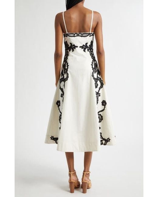 Ulla Johnson Miray Embroidered Sleeveless A-Line Midi Dress in White | Lyst