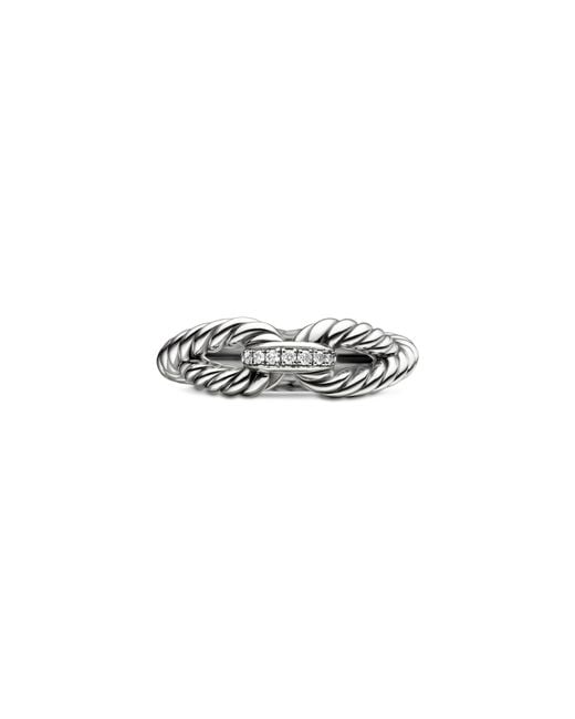 David Yurman White Cable Loop Ring With Diamonds