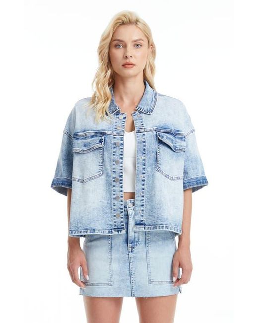 Bayeas Blue Short Sleeve Oversize Denim Jacket