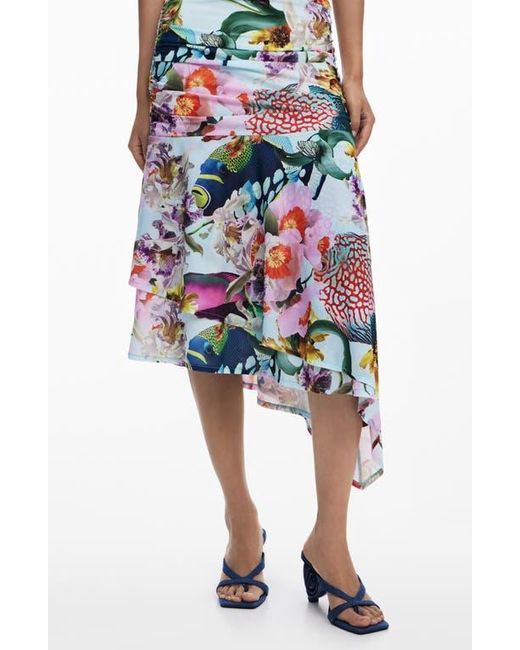 Desigual Pink Print Asymmetric Maxi Skirt